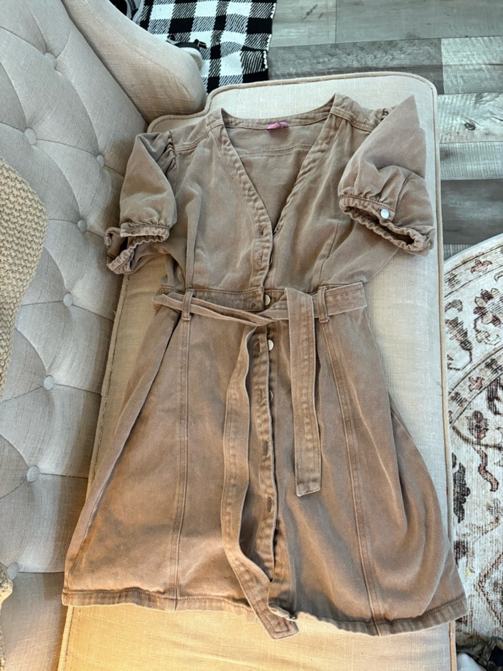 miami Taupe Brown Midi Dress with Belt